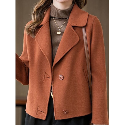 

Manteau Femme Extérieur Plein Air du quotidien Sortie Style moderne Décontractées Tendance Style de rue Avec poches Manteau Chameau Marron Café Automne Hiver Boutonnage Simple Revers Ample S M L XL