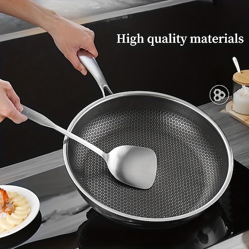 1pc, Honeycomb Frying Pan, Stainless Steel Skillet, Nonstick Egg Fry Pan,  Omelet Pan, For Gas Stove Top And Induction Cooker, Kitchen Utensils,  Kitchen Gadgets, Kitchen Accessories, Home Kitchen Items