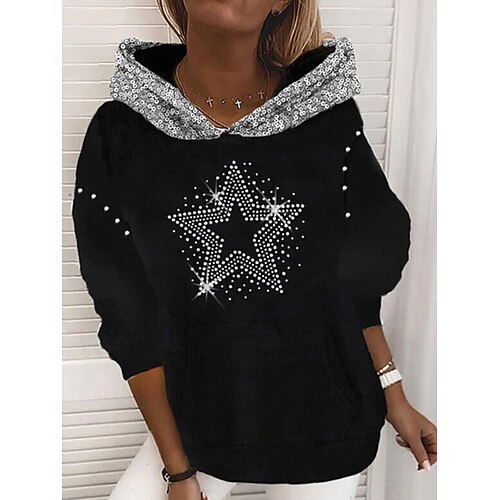 

Femme Sweat à capuche Sweat Crânes Scintillant Etoiles Imprimer Casual Fin de semaine 3D effet Actif Vêtement de rue Vêtement Tenue Pulls Capuche Pulls molletonnés Blanche Noir