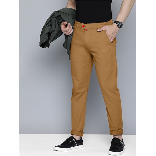 

Herren Hose Hosen Chinesisch Chino Freizeithose Tasche Glatt Komfort B¨¹ro Geschäft Casual Baumwollmischung Modisch Strassenmode Schwarz Wein