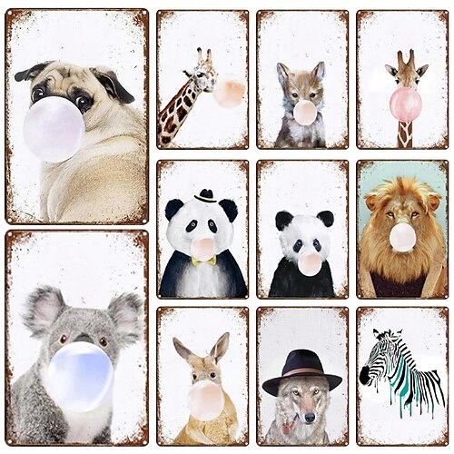 

1pc placa de lata de metal retrô para cães placa de lata de animais para cozinha vintage decoração de parede, pintura pendurada na parede para decoração de casa placa de lata de metal 20x30cm/8''x12''