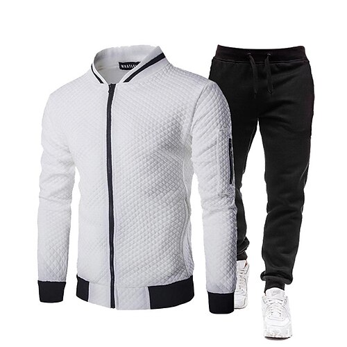 

Homme Ensemble Survetement Survêtement 2 Pièces Full Zip Athlétique Hiver manche longue Chaud Respirable Evacuation de l'humidité Aptitude Fonctionnement Le jogging Tenue de sport Tenues de Sport