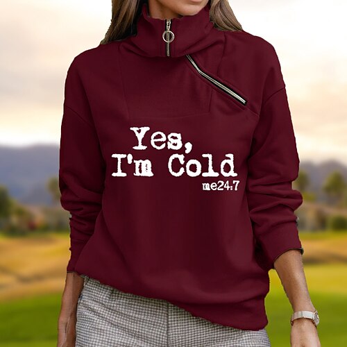 

Damen Golf-Hoodie Golfpullover Atmungsaktiv Schnelltrocknend Feuchtigkeitsableitung Langarm Golfbekleidung Golfkleidung Regular Fit 1/4 Reißverschluss Buchstabe Frühling Herbst Tennis Golfspiel