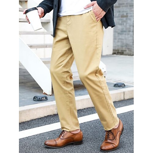 

Herren Hose Hosen Chinesisch Chino Chino Hosen Tasche Glatt Komfort Atmungsaktiv Outdoor Täglich Ausgehen 100% Baumwolle Modisch Brautkleider schlicht Khaki