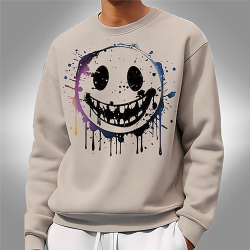 

Men's Sweatshirt Pullover White Red Blue Khaki Gray Crew Neck Cartoon Graphic Prints Print Daily Sports Holiday 3D Print Streetwear Designer Basic Spring Fall Clothing Apparel Hoodies Sweatshirts