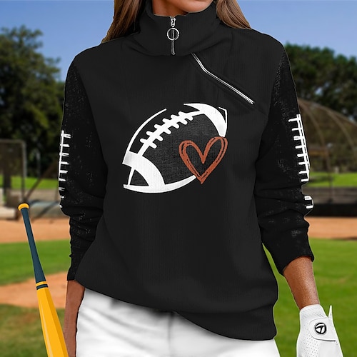 

Mujer Jersey de golf Sudadera Golf Mantiene abrigado Transpirable Dispersor de humedad Manga Larga Ropa de golf Camiseta Ajuste regular 1/4 cremallera Cuello alto Impreso Primavera Otoño Tenis Golf