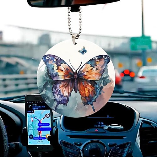 Papillon croix décoration suspendue pour voiture tournesol papillon voiture  charme rétroviseur accessoires voiture intérieur pendentif de 2024 ? $4.99