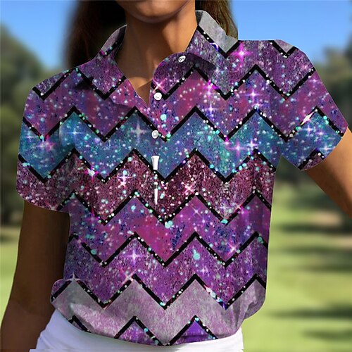 

Femme T-shirt POLO Chemise de golf Polo boutonné Respirable Séchage rapide Evacuation de l'humidité Manche Courte Vêtements de golf Top Standard Floral Eté Tennis Le golf Pickleball
