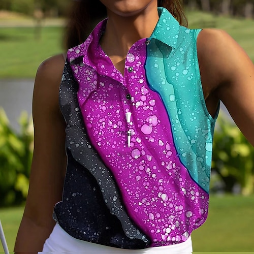 

Mujer Camisas de polo Camiseta de golf Polo con botones Transpirable Secado rápido Dispersor de humedad Sin Mangas Ropa de golf ropa de golf Ajuste regular Impreso Verano Tenis Golf pepinillo