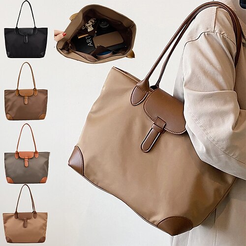 

Femme Sac à main Sac d'épaule Sac de messager Tissu Oxford faux cuir Extérieur Achats Fermeture Grande Capacité Etanche Poids Léger Bloc de couleur Noir Marron Kaki