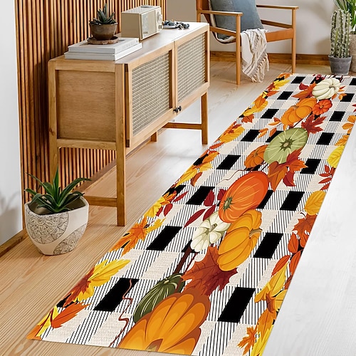 

Tapis de porte d'entrée tapis de cuisine intérieur extérieur Thanksgiving automne ferme bleu citrouille feuille d'érable couverture de porte d'entrée tapis de salle de bain antidérapant tapis de sol