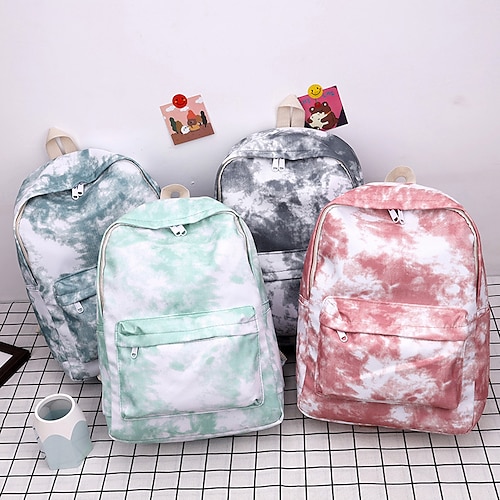 

Homens Mulheres mochila Mochila Escolar Ao ar livre Diário Bloco de cor Náilon Ajustável Grande Capacidade Prova-de-Água Ziper Rosa Azul Verde