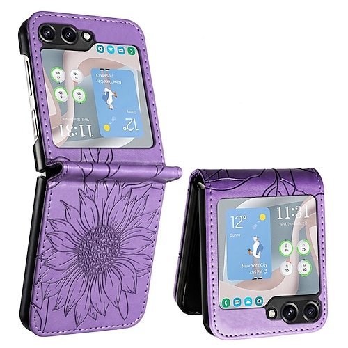 

téléphone Coque Pour Samsung Galaxy Z Flip 5 Z Flip 4 Z Flip 3 Coque Arriere Antichoc Rétro Fleur PC faux cuir