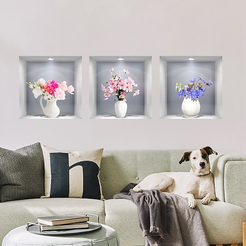 

vasos de flores em aquarela vasos 3d pvc adesivos de parede decorativos para decoração de casa 3d tridimensionais falsos janela adesivos de parede quarto das crianças adesivos decorativos de jardim de