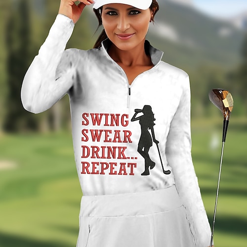 

Mujer Camisas de polo Camiseta de golf Transpirable Secado rápido Dispersor de humedad Manga Larga Ropa de golf ropa de golf Ajuste regular Cremallera Cuello alto Letra Impreso Primavera Otoño Tenis