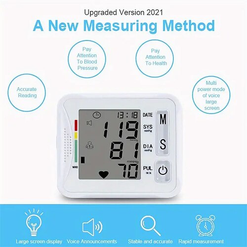 Wrist Blood Pressure Monitor, Blood Pressure Machine Have Large LED  Display, Automatic 99x2 Sets Memory for