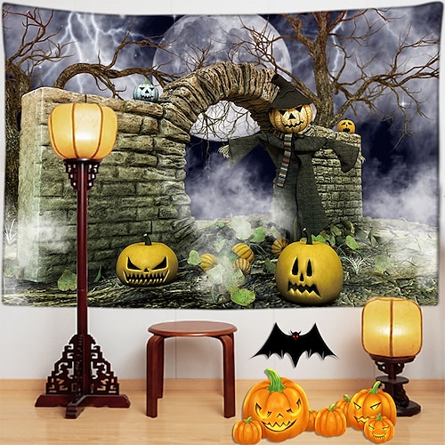 

Halloween gruseliger hängender Wandteppich, Wandkunst, großer Wandteppich, Wanddekoration, Fotografie, Hintergrund, Decke, Vorhang, Zuhause, Schlafzimmer, Wohnzimmer, Dekoration, Kürbisschädel,