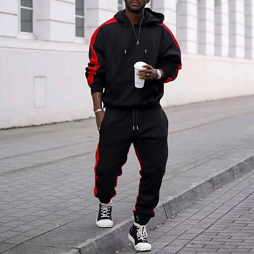 

Hombre Sudadera Tracksuit Trajes para correr Negro Blanco Amarillo Rojo Gris Oscuro Con Capucha Bloque de color Retazos 2 Piezas Deporte Diario Festivos Ropa de calle Fresco Casual Primavera Otoño