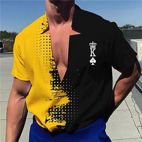 

Men's Shirt Linen Shirt Polka Dot Poker V Neck Light Yellow Yellow Pink Blue Green Outdoor Street Short Sleeve Print Clothing Apparel Linen Fashion Streetwear Designer Casual