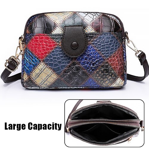 

Femme Sac bandoulière Sac d'épaule Sac Dôme faux cuir du quotidien Vacances Fermeture Grande Capacité Etanche Poids Léger Bloc de couleur Mosaïque couleur