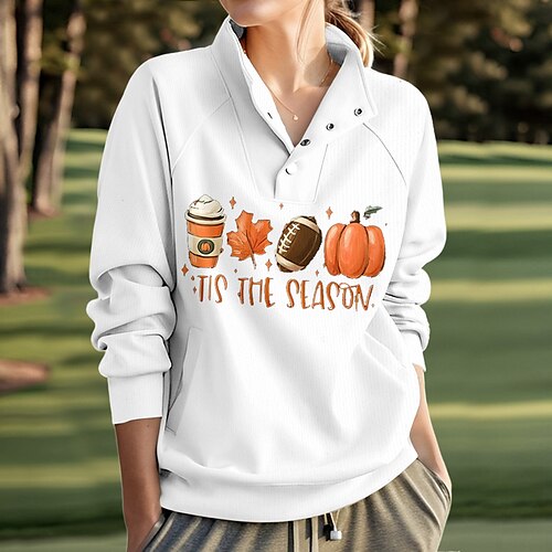 

Women's Golf Hoodie Golf Pullover Breathable Quick Dry With Pockets Long Sleeve Golf Apparel Golf Clothes Regular Fit Button Stand Collar Color Gradient Spring Autumn Tennis Golf Pickleball