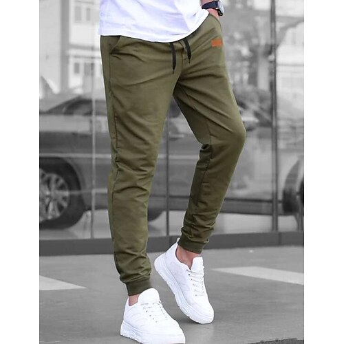 

Men's Sweatpants Joggers Trousers Drawstring Elastic Waist Plain Comfort Breathable Outdoor Daily Going out 100% Cotton Fashion Casual Black Green