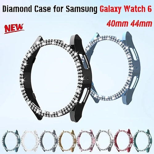 

La carcasa de protección de doble diamante es aplicable al Samsung Galaxy Watch 6 de 40 mm y 44 mm con caja hueca PC brillante Galaxy Watch 6 Protect Shell Accesorios