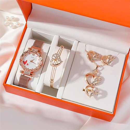 

Women Quartz Watch Luxury Fashion Bling Rhinestone Chronograph World Time Decoration Mesh Belt Stainless Steel Strap Watch