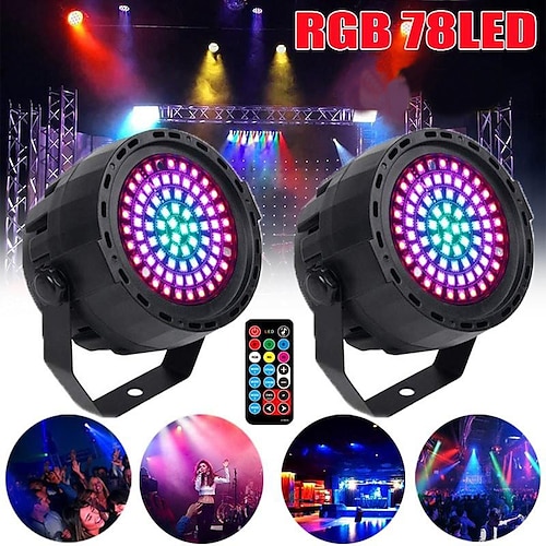 

2/1 Stück Bühnenlichter, RGB-78-LED-Par-Lichter, klangaktivierte DMX-Steuerung, Uplighting-Lichter mit ferngesteuerten DJ-Lichtern, Bühnenbeleuchtung für Club-KTV-Disco-Party