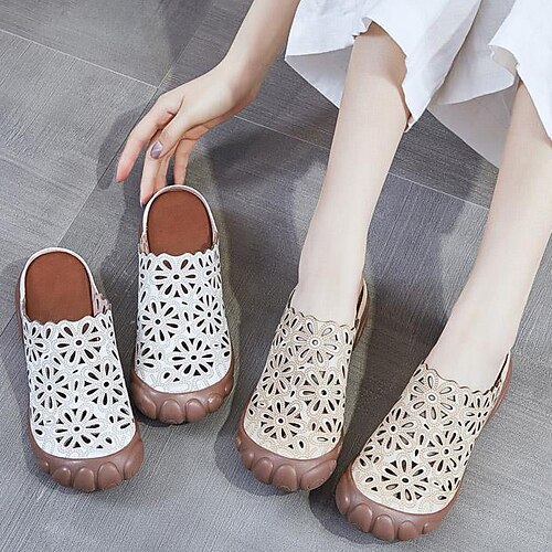 

Femme Sabots Slip-Ons Pantoufles d'extérieur Pantoufles de plage Extérieur Plage Talon Plat Bout rond Elégant Décontractées Polyuréthane Mocassins Couleur unie Blanche Beige
