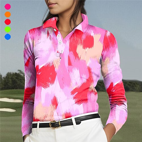 

Mujer Camisas de polo Camiseta de golf Polo con botones Transpirable Secado rápido Dispersor de humedad Manga Larga Ropa de golf ropa de golf Ajuste regular Impreso Primavera Otoño Tenis Golf