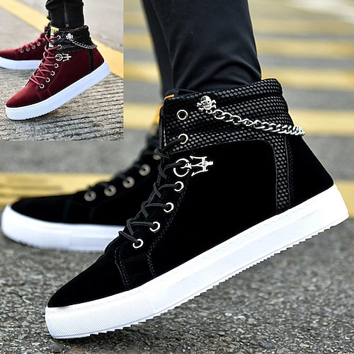 

Hombre Zapatillas de deporte Botas Botas de moda Zapatillas clásicas Altas zapatillas de deporte superiores Casual Exterior Diario Satén Transpirable Cómodo Antideslizante Negro Vino Primavera Otoño