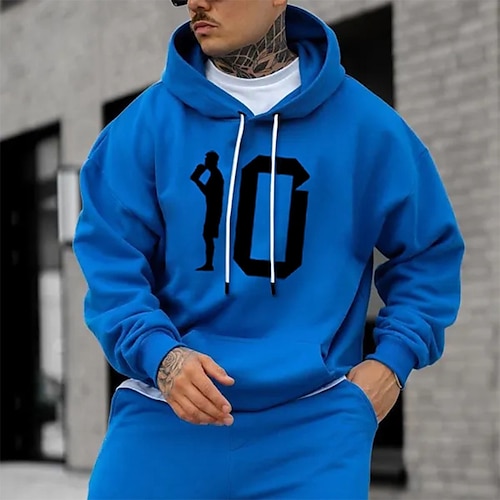 

Herren Hoodie Sweatshirt Kapuze Blau Mit Kapuze Text Grafik-Drucke Bedruckt Täglich Sport Strassenmode Designer Basic Frühling Herbst Bekleidung Kapuzenpullover Sweatshirts