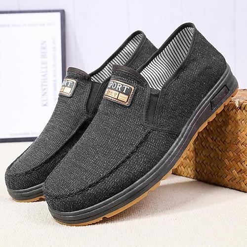 

Men's Loafers Slip-Ons Comfort Shoes Cloth Loafers Casual Outdoor Daily Walking Shoes Cotton Breathable Comfortable Slip Resistant Dark Grey Coffee Spring Fall