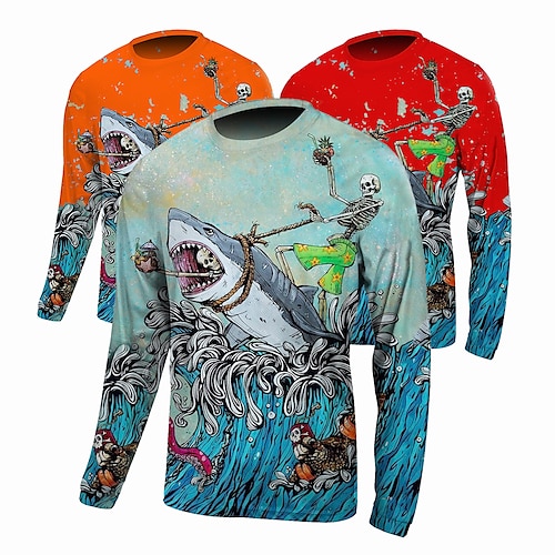 

Homens Camisa de pesca Exterior Manga Longa Proteção UV Respirável Secagem Rápida Leve Redutor de Suor Blusas Primavera Outono Ao ar livre Pesca Acampar e Caminhar Vermelho Azul Roxo