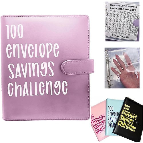

100 Envelope Challenge Binder, Easy and Fun Way to Save, Budget Binder Savings Challenge Book, Savings Challenges Budget Book Binder, Budget Planner Book for Budgeting