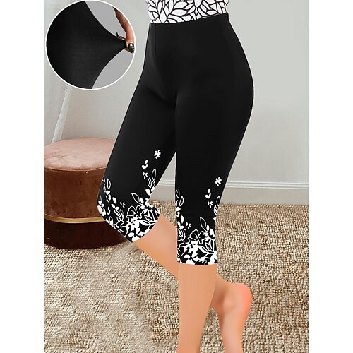 

Damen Formwäsche Caprihose Dunkle schokolade Perlweiss Goldgelb Designer Brautkleider schlicht Casual Freizeitskleidung Hochelastisch Capris Atmungsaktivität Blume S M L XL 2XL