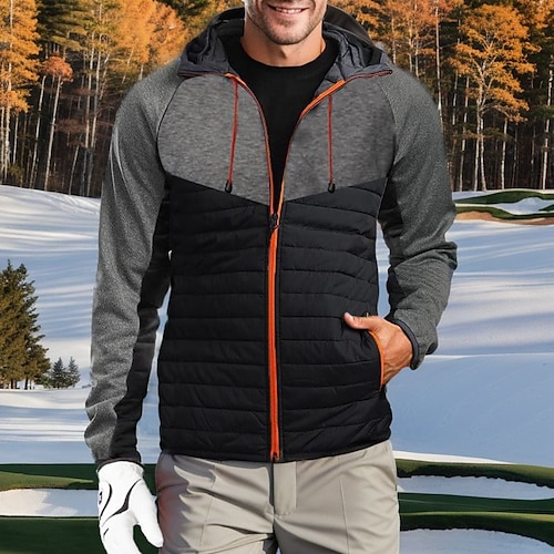 

Homme Vestes de golf Chaud Coupe Vent Poids Léger manche longue Vêtements de golf Vêtements d'extérieur de golf Standard Avec poches Full Zip Bloc de couleur Hiver Automne Tennis Le golf Pickleball