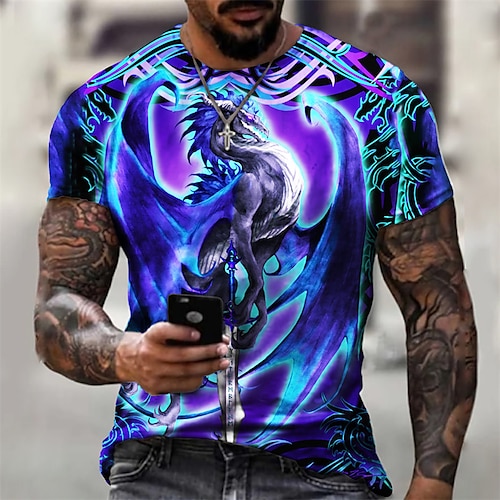 

Hombre Camiseta Camisetas gráficas Design Básico Casual Camisa Animal Estampados Manga Corta Camisa Rosa Azul Piscina Gris Exterior Diario Deportes Cuello Barco Primavera verano Ropa Impresión 3D S M