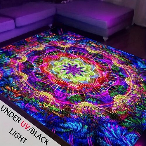 

Mandala boho blacklight tapis tapis tapis de sol uv réactif lueur dans le noir tapis grand tapis antidérapant tapis pour la décoration de la chambre