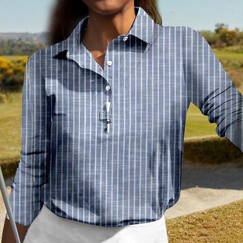 

Femme T-shirt POLO Chemise de golf Polo boutonné Respirable Séchage rapide Evacuation de l'humidité manche longue Vêtements de golf Top Standard Marrant Imprimé Printemps Automne Tennis Le golf