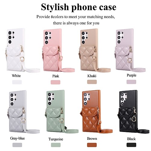 

teléfono Funda Para Apple AirTag Samsung galaxia S23 S22 S21 S20 Ultra Plus FE A54 A53 A52 Casos de titulares de tarjetas con Soporte Piel con correa extraíble para el cuerpo cruzado Retro TPU Cuero