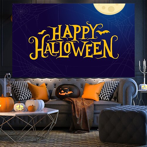 

1pc pano de fundo feliz dia das bruxas decoração de parede de fundo de feriado de halloween pano pendurado material de secagem para atmosfera de festa
