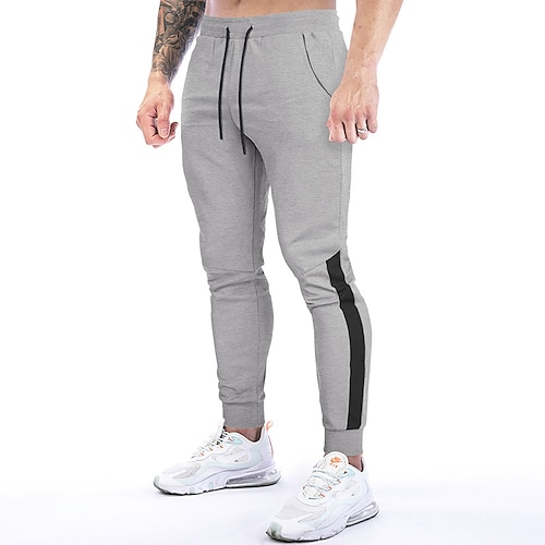 

Homens Calça esportiva Calças Esportivas Corredores Calças Bolsos Com Cordão Cintura elástica Listra Conforto Respirável Ao ar livre Diário Para Noite Moda Casual Preto Cinza Claro