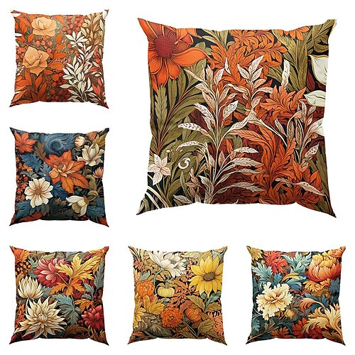 

Funda de almohada de doble cara con flores de otoño, funda de cojín cuadrada decorativa suave con calabaza de girasol, funda de almohada para dormitorio, sala de estar, sofá, silla