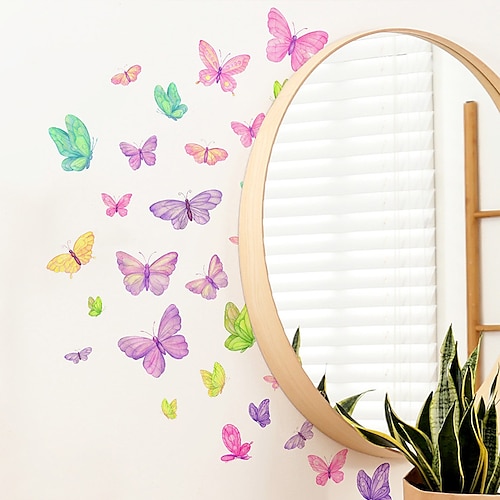 

Butterfly Flowers Wall Sticker, Toilet Sticker, Bedroom Sticker, Bathroom Self-Adhesive Accessories, Removable Plastic Sticker, Home Decoration Wall Decal Sticker