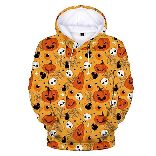 

Halloween Potiron Crâne / Squelette Sweat à capuche Imprime Classique Style de rue Sweat à capuche Pour Homme Femme Unisexe Adulte Impression 3D 100 % Polyester Plein Air Usage quotidien