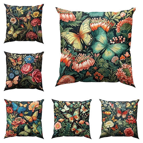 

Double Side Pillow Cover 1PC Floral Butterfly Soft Decorative Square Cushion Case Pillowcase for Bedroom Livingroom Sofa Couch Chair