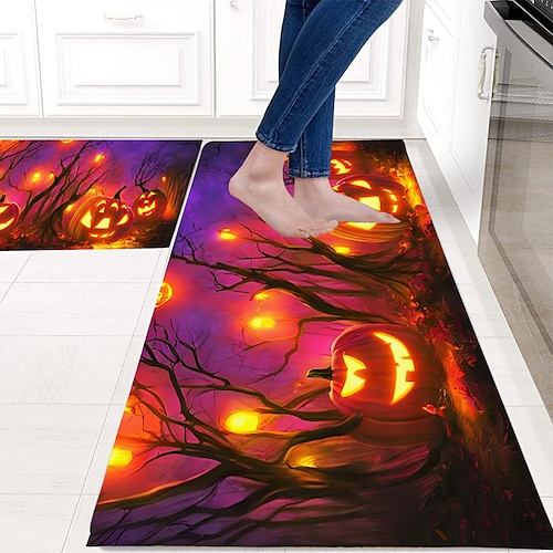 

Almofada absorvente de lama de diatomáceas de halloween para decoração de casa, cozinha e banheiro, confortável almofada de pés macios monstro de abóbora