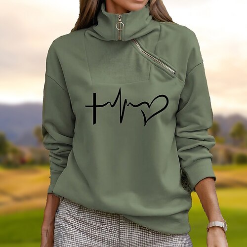 

Femme Sweat à capuche de golf Pull de golf Respirable Séchage rapide Evacuation de l'humidité manche longue Vêtements de golf Vêtements d'extérieur de golf Standard 1/4 Zip Imprimé Printemps Automne